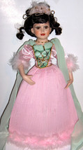 Victorian Style Porcelain Doll - AWESOME!  Pink pleated dress - brunette - $25.00