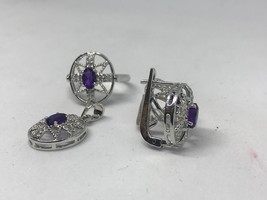 Amethyst ring,amethyst jewelry,amethyst item,amethyst earring,full penda... - £88.99 GBP