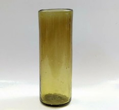 Vintage Amber Bubble Hand Blown Glass Cylinder Bud Vase 7x 2&quot; - £23.96 GBP