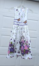 Sunny Fashion Girls Floral Dress Size9/10 Purple Flowers Green Party Wedding Kid - £27.88 GBP