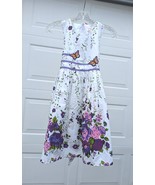 Sunny Fashion Girls Floral Dress Size9/10 Purple Flowers Green Party Wed... - £27.44 GBP