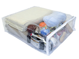 Clear Vinyl Plastic Zippered Blanket Storage Bags 15&quot; X 18&quot; X 5&quot; 5-Pack - £29.93 GBP