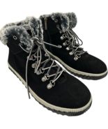 Muk Luks Suede Lace-Up Hiker Boots - Black/Grey Women&#39;s size 8 Walker w/... - $57.95