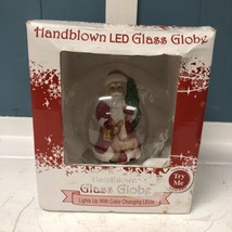 Christmas Santa Color Changing Light Up Handblown Glass Ball Globe - £19.77 GBP