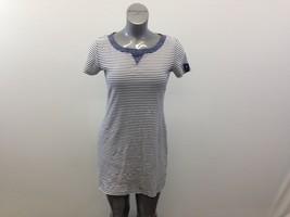 Karen Scott Women&#39;s Small Blue White Striped Scoop Neck T Shirt Dress - £10.16 GBP