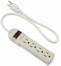 4 Outlet Compact AC POWER STRIP ivory 4 PLUG 15a Tap w/ 2 ft Grounded Co... - £16.67 GBP