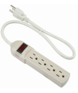 4 Outlet Compact AC POWER STRIP ivory 4 PLUG 15a Tap w/ 2 ft Grounded Co... - £16.55 GBP