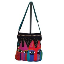 Laurel Burch Tribal Cats Crossbody Messenger Handbag Purse Adjustable Strap - £19.42 GBP
