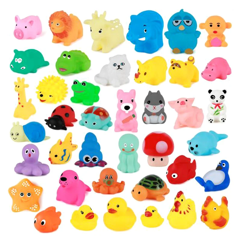 10Pcs/Set Cute Baby Bath Toys Wash Play Animals Soft Rubber Float Sqeeze Sound - £10.26 GBP