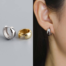 Chunky Huggie Hoop Earrings For Men Women Gold &amp; Silver Thick Hoops Fine Jewelry - £12.78 GBP