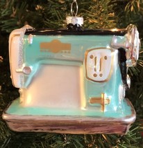 Robert Stanley Christmas Ornament Glass Blue Sewing Machine - $14.80