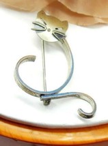 Vintage Brooch Beau Sterling Silver 925 Open Cat Kitten Abstract Pin Estate - £98.91 GBP