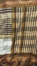 &quot;BROWN &amp; GOLD STRIPES WITH PAISLEY &amp; WHITE BORDER&quot;- MADE IN ITALY - SCARF - $8.89