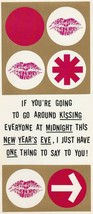 Vintage New Year Card Kissing at Midnight Hallmark Salesman Sample 1960&#39;... - $7.91