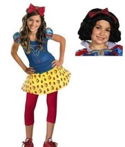 Girls Snow White Disney Princess Dress, Headband &amp; Wig Halloween Costume... - £30.29 GBP