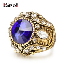 Luxury Red Blue Green Crystal Wedding Engagement Rings For Women Vintage Antique - £5.79 GBP