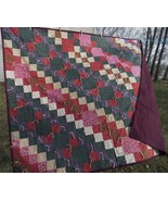 Patchwork handmade cotton blanket-vintage colors-old fashioned look-flan... - $102.90 CAD