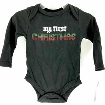 Baby Glam Christmas Bodysuit Size 6 Months My First Christmas Black Creeper NWT - £6.23 GBP
