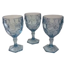 3 Fostoria Moonstone Wine Goblets Glasses Light Blue Glass Vintage Mid C... - $39.59
