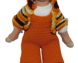 Vintage PIG DOLL with hand Crocheted Overalls and Sweater 14&quot; - $24.70
