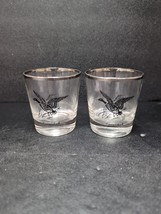 2 Canvasback Federal Lo Ball Whiskey Glass Silver Rim Bar Barware Vintage - $11.88