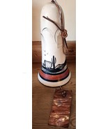 Vintage Pottery Wind Chime Hand Painted Neutral Tone Desert Scene Covere... - €15,49 EUR
