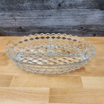 Fostoria American Cubist Clear Glass Oval 3 Part Divided Relish Tray Stem 2056 - £14.84 GBP