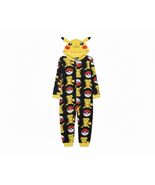 Pokemon Pikachu Poke Ball Boy&#39;s Soft Fleece Hooded Pajama Sleeper Union ... - $29.99