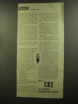1944 CBS Columbia Broadcasting System Ad - Listen: December 16, 1944 - $18.49