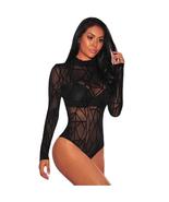 Black Long Sleeve Pattern Leotard - $19.99