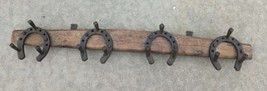 Vintage Rustic Wall Rack Hanger Horseshoes Hat Coat Western Style Wooden... - £135.53 GBP