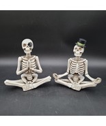 Halloween Mr. and Mrs. Meditating Skeleton Figurines Day of the Dead Tab... - $40.72 CAD