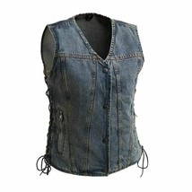 Women&#39;s Biker Vest Tiff Motorcycle Denim Vest Biker Apparel by FirstMFG - £61.77 GBP