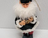 Vintage Christmas Santa Elf Gnome 6&quot; Ornament Figure White Beard Green &amp;... - $17.72