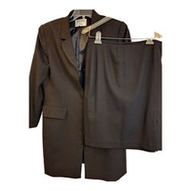  Kasper Lined Suit  Women&#39;s 12P 2 Piece Long Blazer Jacket &amp; Skirt Black - £54.53 GBP