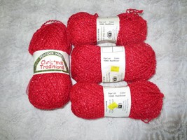 4 - 3.5 Oz. Skeins Peacock Christmas Traditional RED/SILVER 4-Ply Acrylic+ Yarn - £11.09 GBP