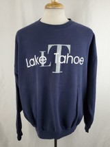 Vintage Lee Lake Tahoe Sweatshirt XXL Blue Crew Cotton Blend Sierra Neva... - $29.99