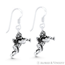 Guardian Angel Winged Cherub Charm Dangling Hook Earrings in 925 Sterling Silver - £18.39 GBP