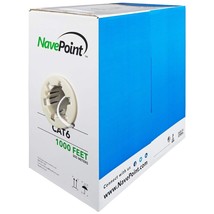 NavePoint Cat6 (CCA), 1000ft, White, Solid Bulk Ethernet Cable, 550MHz, 23AWG 4  - £141.53 GBP