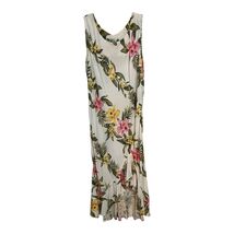 Two Palms Made in Hawaii Floral Rayon Sleeveless Midi Dress White Tropic... - $27.00