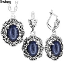Vintage Sequins Stone Jewelry Sets Rhinestone Antique Silver Plated Fashion Wome - £10.19 GBP