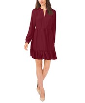 Vince Camuto Women&#39;s Ruched Flounce Dress - Crisp Merlot - $32.73