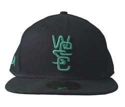 WeSC New Era 59Fifty Black Green Organic Cotton Fitted Baseball Hat Cap NWT - £32.33 GBP