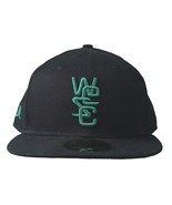 WeSC New Era 59Fifty Black Green Organic Cotton Fitted Baseball Hat Cap NWT - £32.32 GBP