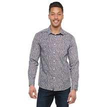 Men&#39;s Marc Anthony Blue Coral Floral 1-Pocket Slim-Fit Casual Shirt - Mens Small - £31.60 GBP