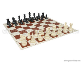 DGT Tournament Chess Set - Chess Board B/rown 20" + DGT Chess Pieces 3,75" B/W - $44.45