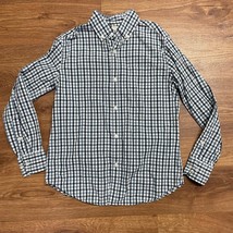 Crewcuts Dark Blue White Checkered Long Sleeve Button Up Shirt Boys Size 12 - £16.81 GBP