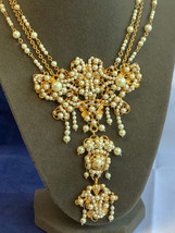 Carolee Lux Festoon Necklace 17.5&quot; Fashion Jewelry Faux Pearl Rhinestone... - $98.95