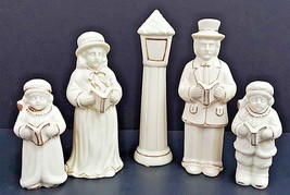 World Bazaar Holiday Caroler Set Of 5 White W/Gold Accents Crown Accents... - $14.95