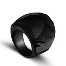 New Fashion Black Large Rings for Women Wedding Jewelry Big Crystal Stone Ring 3 - £9.54 GBP